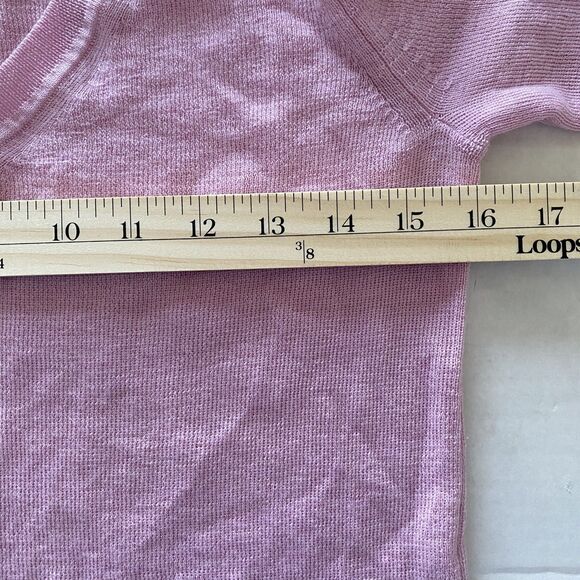 Banana Republic Lavender Merino Wool Blend V-Neck Sweater Lightweight Buttons L - Picture 7 of 10